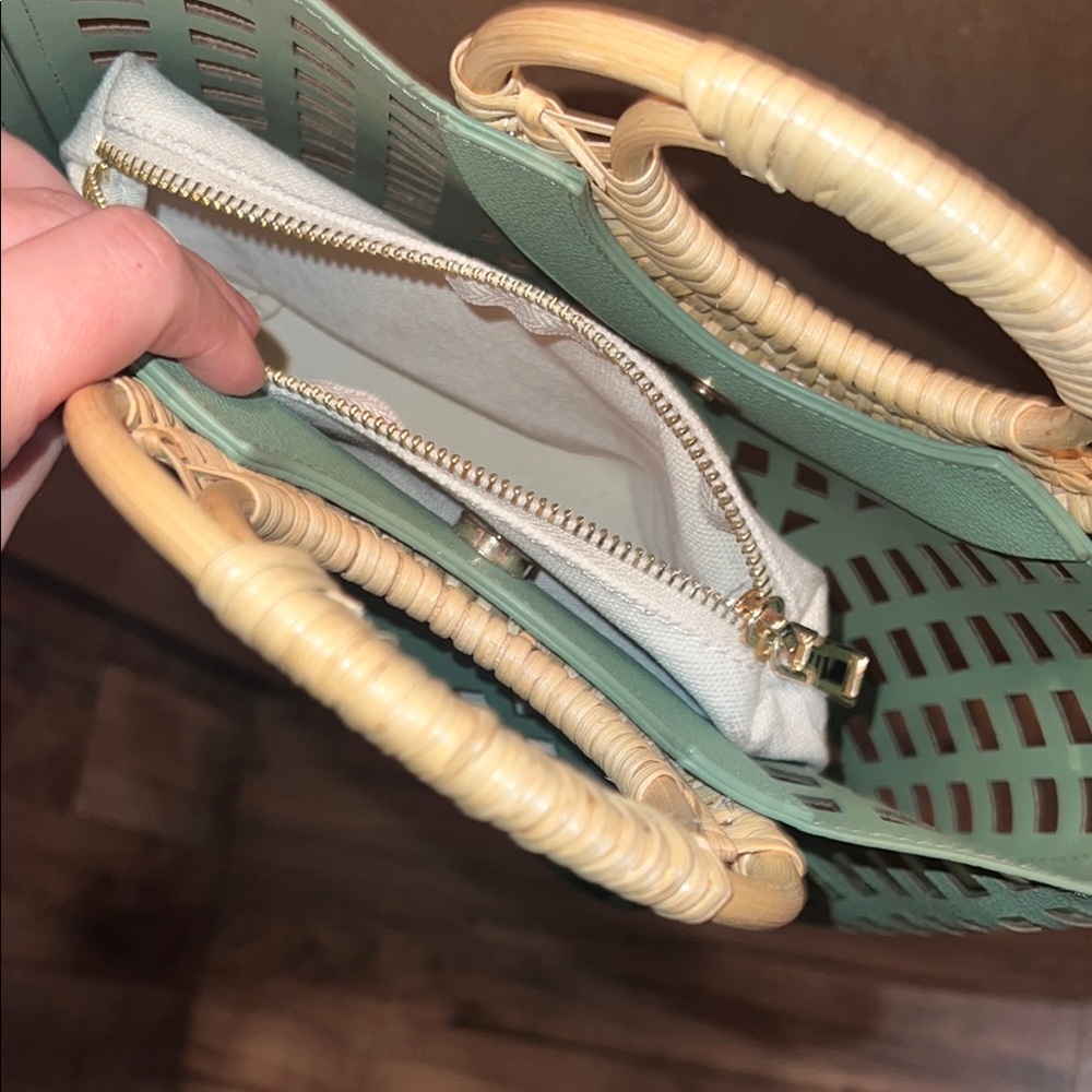 Green Woven Handle Tote Bag - Picture 3 of 3